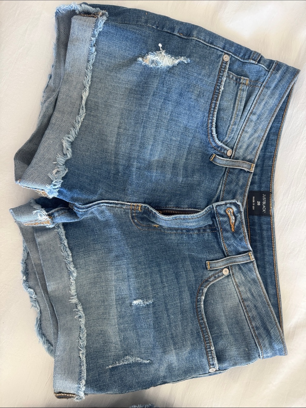 Just Black Light Blue Distressed Denim Shorts